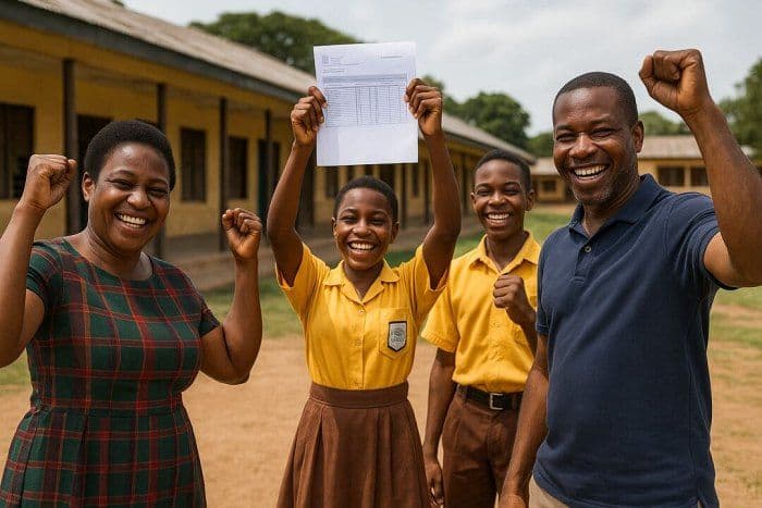 Students celebrating BECE results
